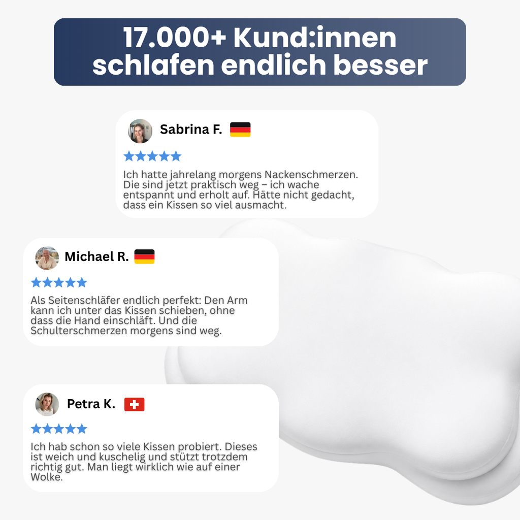 SleepCloud™ – Das weiche ergonomische Nackenkissen für jede Schlafposition
