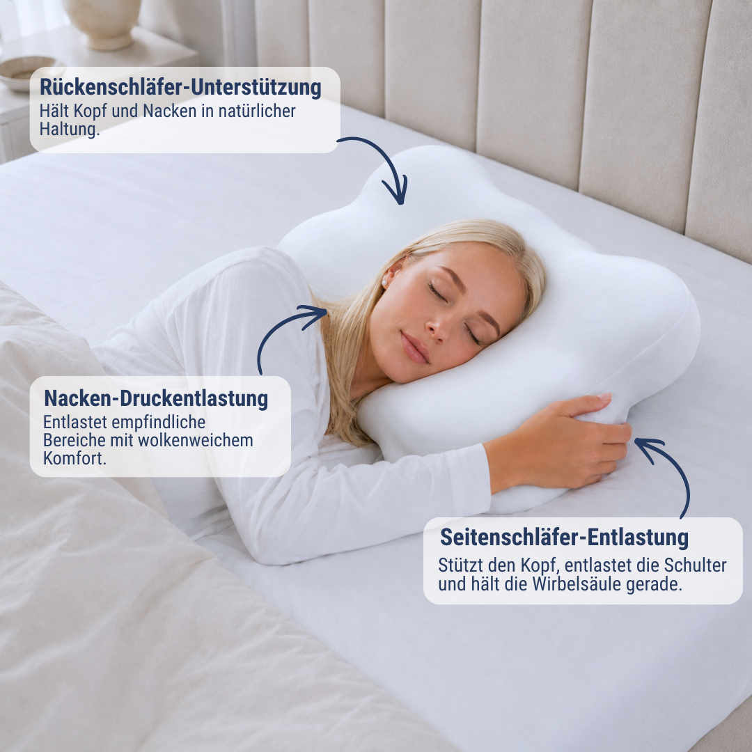 SleepCloud™ – Das weiche ergonomische Nackenkissen für jede Schlafposition